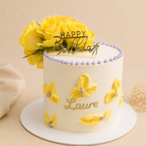 Golden Bloom – Elegante Geburtstagstorte